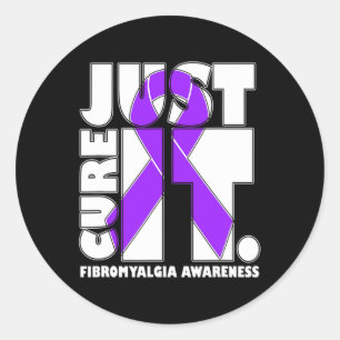 Pegatina Redonda Yo Uso La Cinta Púrpura Fibromialgia Conciencia