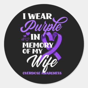 Pegatina Redonda Yo Uso Morado En Memoria De Mi Esposa Con Awaren P