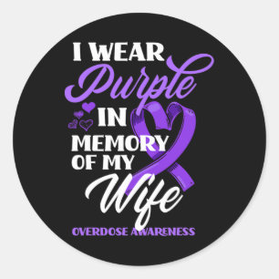 Pegatina Redonda Yo Uso Morado En Memoria De Mi Esposa Con Awaren P