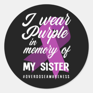 Pegatina Redonda Yo Uso Morado En Memoria De Mi Hermana Sobredosifi