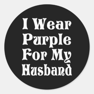 Pegatina Redonda Yo uso morado para mi esposo Tee cáncer pancreátic