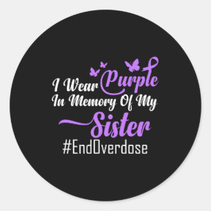 Pegatina Redonda Yo uso morado para mi hermana - #endoverdosis