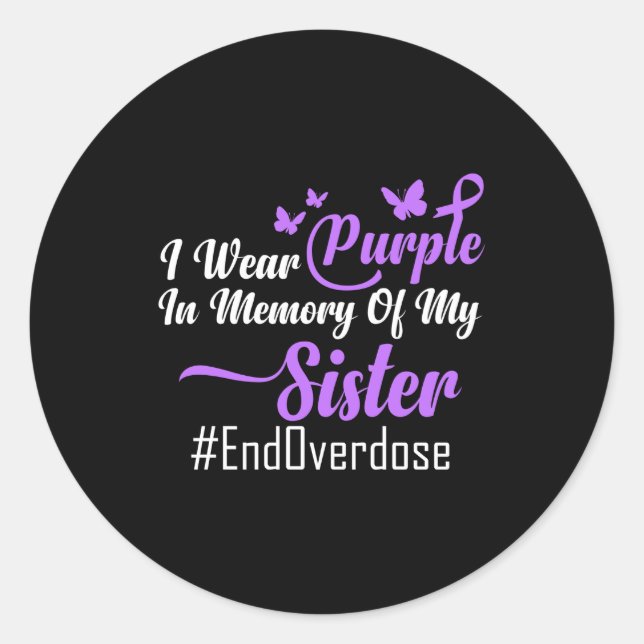 Pegatina Redonda Yo uso morado para mi hermana - #endoverdosis (Anverso)