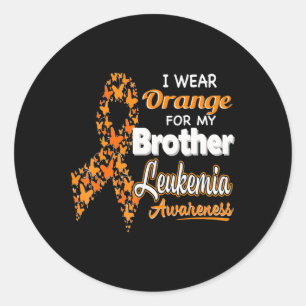 Pegatina Redonda Yo uso Naranja para mi Hermano Leucemia Sensibiliz