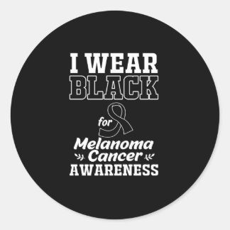 Pegatina Redonda Yo Uso Negro Para La Conciencia Del Melanoma