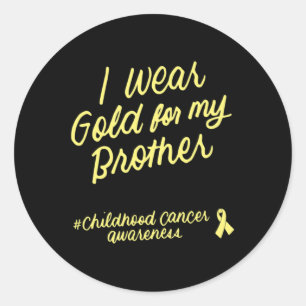 Pegatina Redonda Yo uso oro para mi hermano niño con cáncer