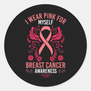 Pegatina Redonda Yo Uso Pink Para Mí Sobreviviente De Cáncer De Mam