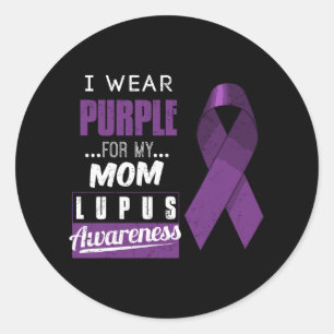 Pegatina Redonda Yo Uso Púrpura Para Mi Mamá Lupus Conciencia
