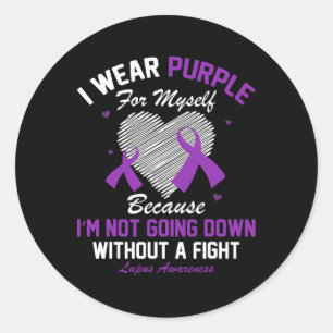 Pegatina Redonda Yo Uso Púrpura Para Mí Mismo Lupus Conciencia Cora