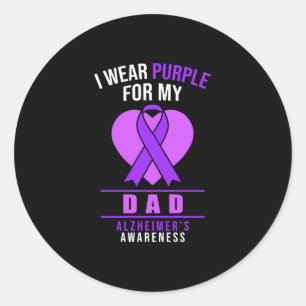 Pegatina Redonda Yo Uso Púrpura Para Mi Papá