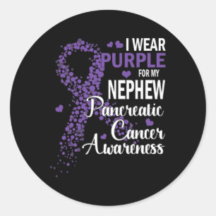 Pegatina Redonda Yo Uso Púrpura Para Mi Sobrino Cáncer De Pancreáti