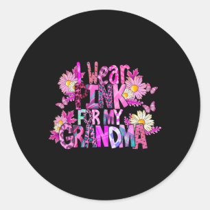 Pegatina Redonda Yo uso rosa para mi abuela