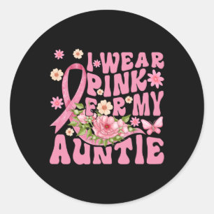 Pegatina Redonda Yo Uso Rosa Para Mi Ayuda De Cáncer De Mama De Mi 