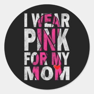 Pegatina Redonda Yo uso rosa para mi madre el examen de concienciac