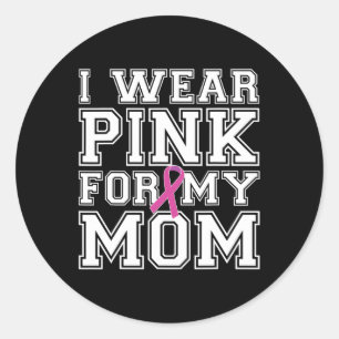 Pegatina Redonda Yo uso rosado para mi mamá conciencia sobre el cán