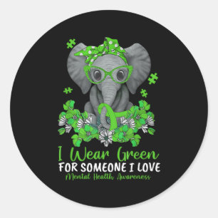 Pegatina Redonda Yo Uso Verde Para Tal Health Awareness Eleph