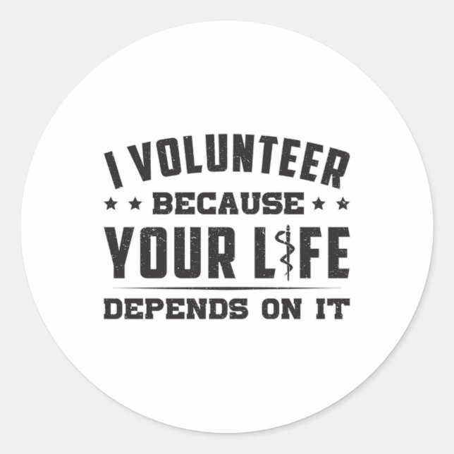 Pegatina Redonda Yo voluntariamente Ambulancia Paramédica EMS Enfer (Anverso)