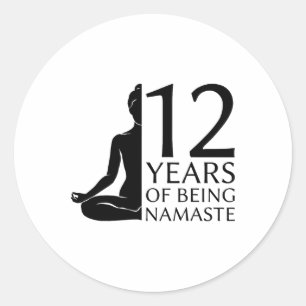 Pegatina Redonda Yoga 12 Años Increíble Meditación Namaste 12 Cumpl