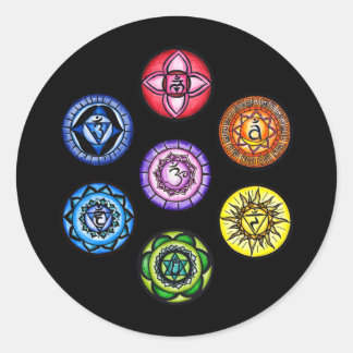 Pegatina Redonda Yoga - 7 Chakras Energy