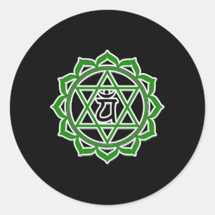 Pegatina Redonda Yoga Anahata Corazón Verde Chakra 