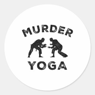 Pegatina Redonda Yoga Asesino Humor Divertido Jiu-jitsu Paz Interio