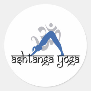 Pegatina Redonda Yoga boca abajo de Ashtanga del perro