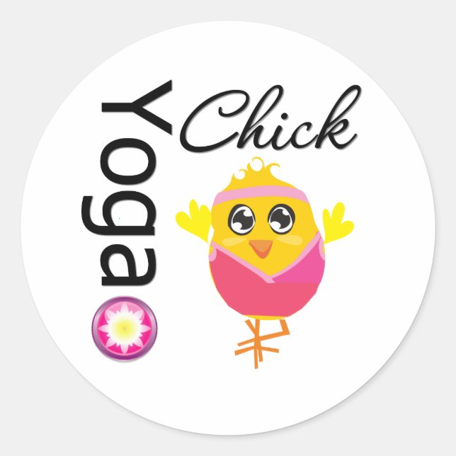 Pegatina Redonda Yoga Chick (Anverso)