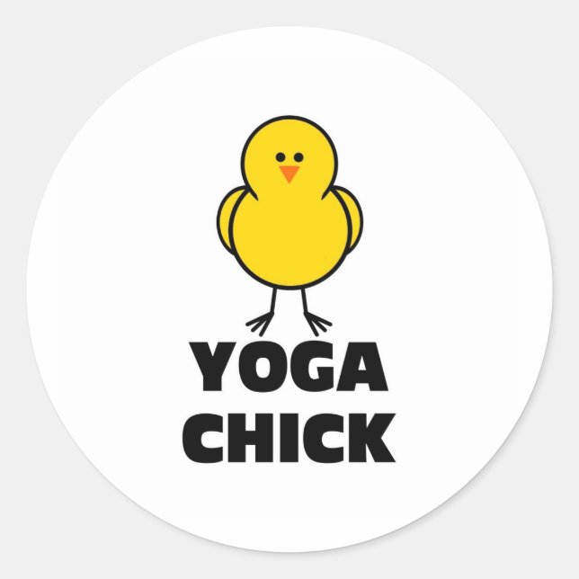Pegatina Redonda Yoga Chick (Anverso)