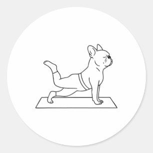 Pegatina Redonda Yoga de Bulldog Francés Divertido Frenchie 