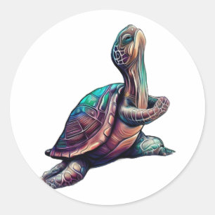 Pegatina Redonda yoga de tortuga