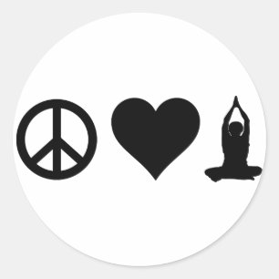 Pegatina Redonda Yoga del amor de la paz
