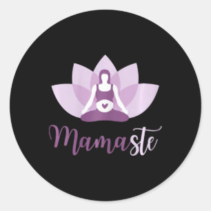 Pegatina Redonda Yoga Embarazada Mamá Namaste Mamaste Para Madre