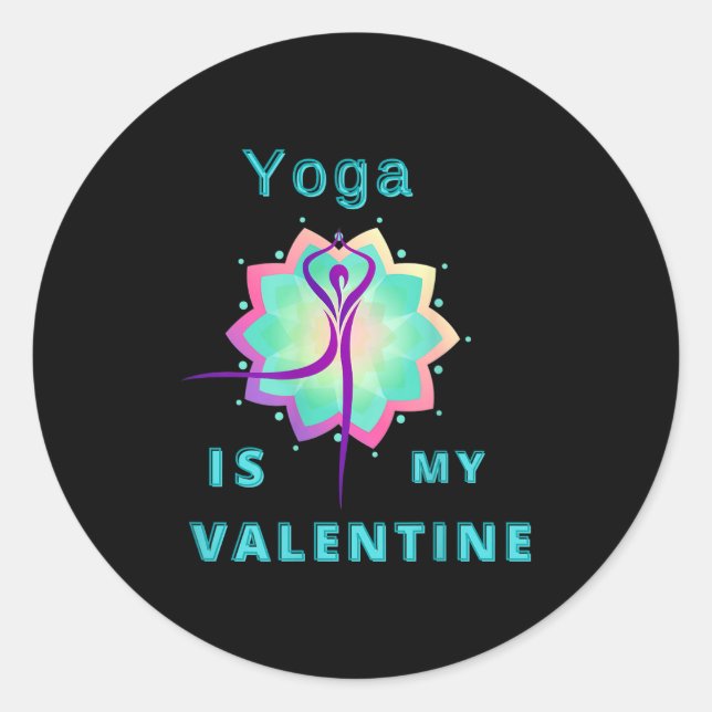 Pegatina Redonda Yoga Es Mi San Valentín  (Anverso)