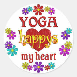 Pegatina Redonda Yoga Feliz