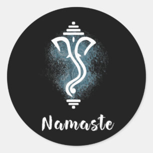Pegatina Redonda Yoga Ganesha Chakra Namaste Energía Loto Karma Om