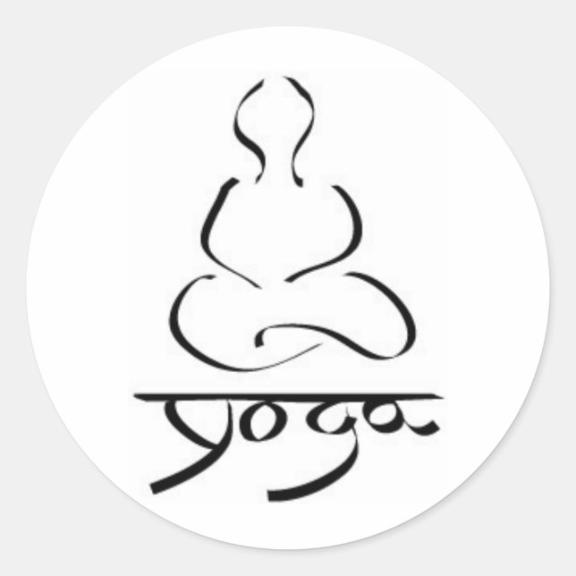 Pegatina Redonda Yoga - India Hatha Hinduism Prana New Age Zen (Anverso)