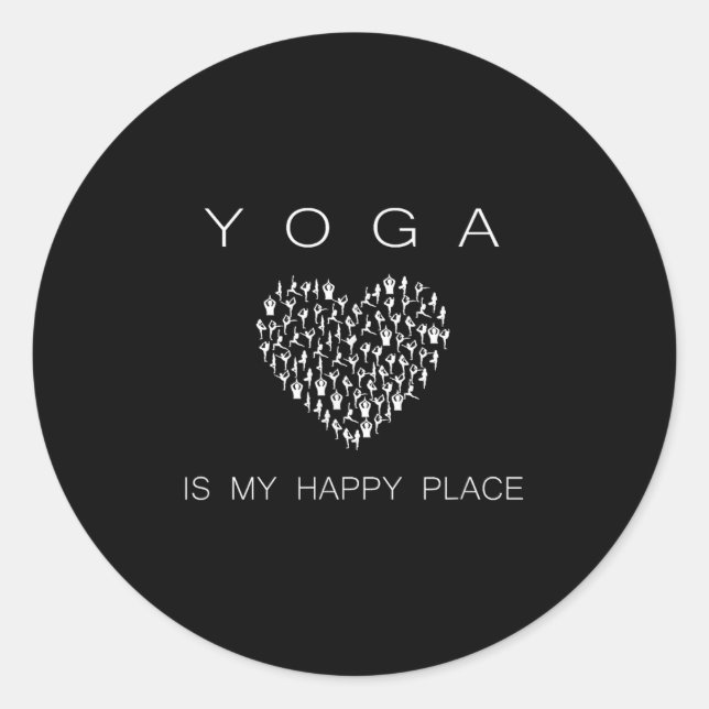 Pegatina Redonda Yoga Is My Happy Place Insrational Motivational  (Anverso)
