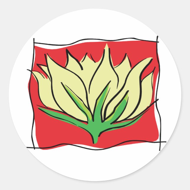 Pegatina Redonda Yoga Lotus Flower (Anverso)