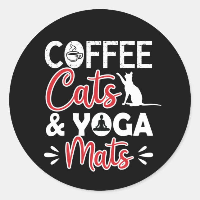 Pegatina Redonda Yoga Lover | Coffee Cat Y Yoga Mates (Anverso)