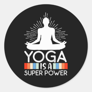 Pegatina Redonda Yoga Lover El Yoga Es Una Superpotencia