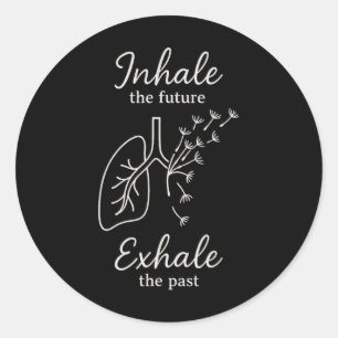 Pegatina Redonda Yoga Meditación Inspiradora Respira Inhala Exhala