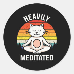 Pegatina Redonda Yoga Meditado Profundamente Meditación Espiritual 