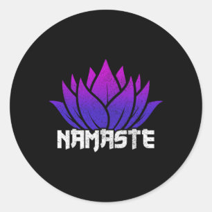 Pegatina Redonda Yoga Namaste Buda Flor de Loto Budismo Yogi Bud