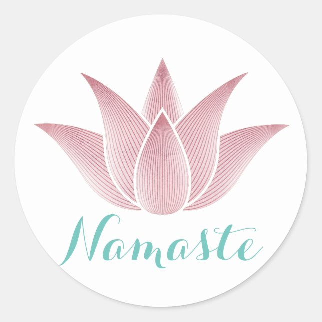 Pegatina Redonda Yoga Namaste Lotus Flower (Anverso)