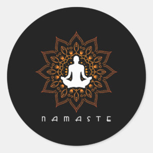 Pegatina Redonda Yoga - Namaste Mandala Budismo Hinduismo Meditació