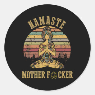 Pegatina Redonda Yoga Namaste Mother F