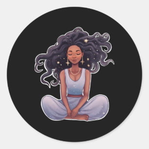 Pegatina Redonda Yoga para Chicas Negras