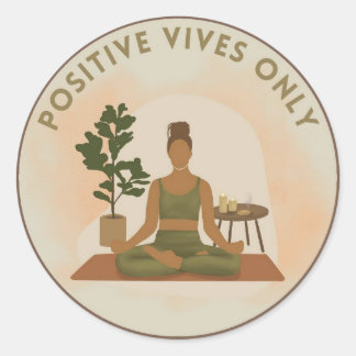 Pegatina Redonda Yoga Pegatina/Stickers Vive en Positivo