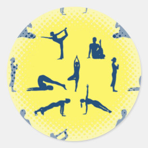 Pegatina Redonda Yoga Poses