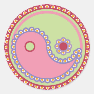 Pegatina Redonda Yoga Speak Baby : Símbolo Paisley Yin-Yang